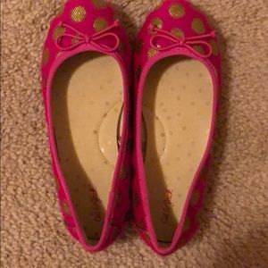 Cat and Jack Fuchsia with Gold Dots Ballet Flats